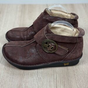Alegria Caiti Brown Suede Leather Ankle Boots Booties w Buckle EU 40 / US 9.5-10
